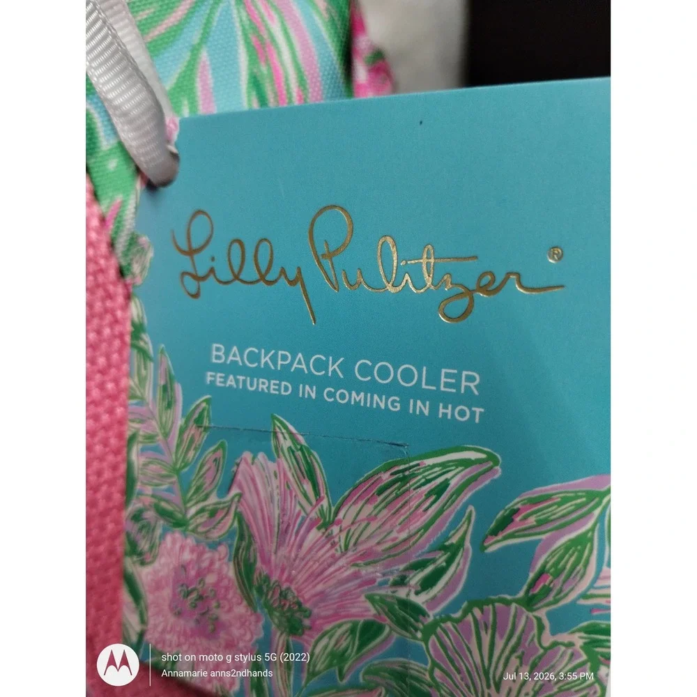 Lilly Pulitzer Coming In Hot Backpack Cooler Insulated Floral Bag Pink Green NEW